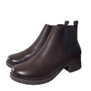 Eastland Jasmine Chelsea Brown Closed Toe Ankle Boots Sz 8W